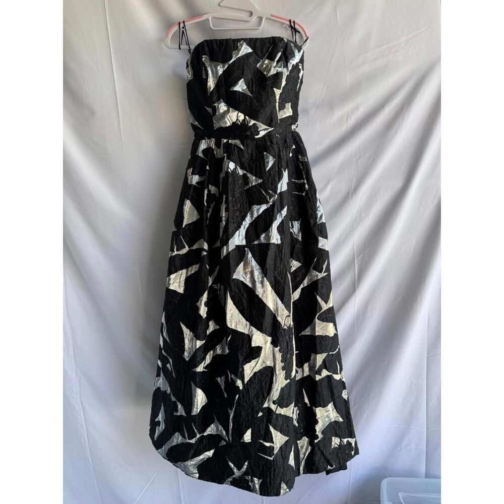 Oscar de la Renta Black Strapless Midi Dress SIze 8 As-is Condition with Flaws - Picture 5 of 15